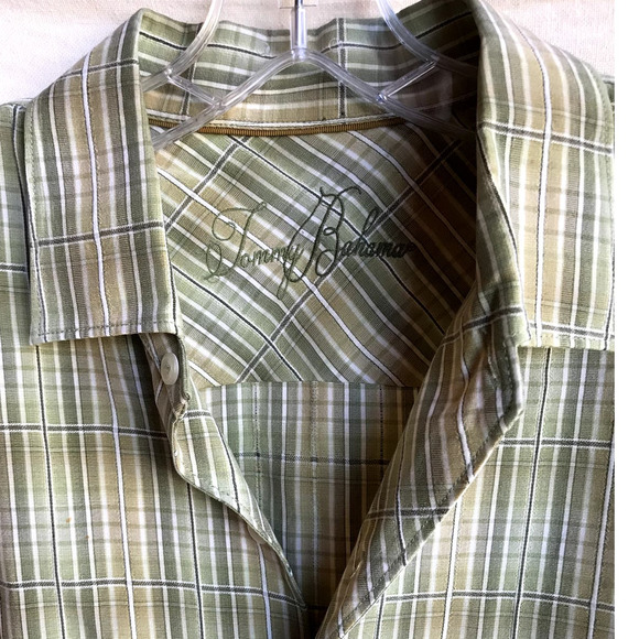 Tommy Bahama Mens Short Sleeve Button Down Shirt Green Tencel size L - Picture 2 of 6